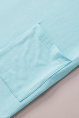 Light Blue Side Pockets Short Sleeve Tunic Top