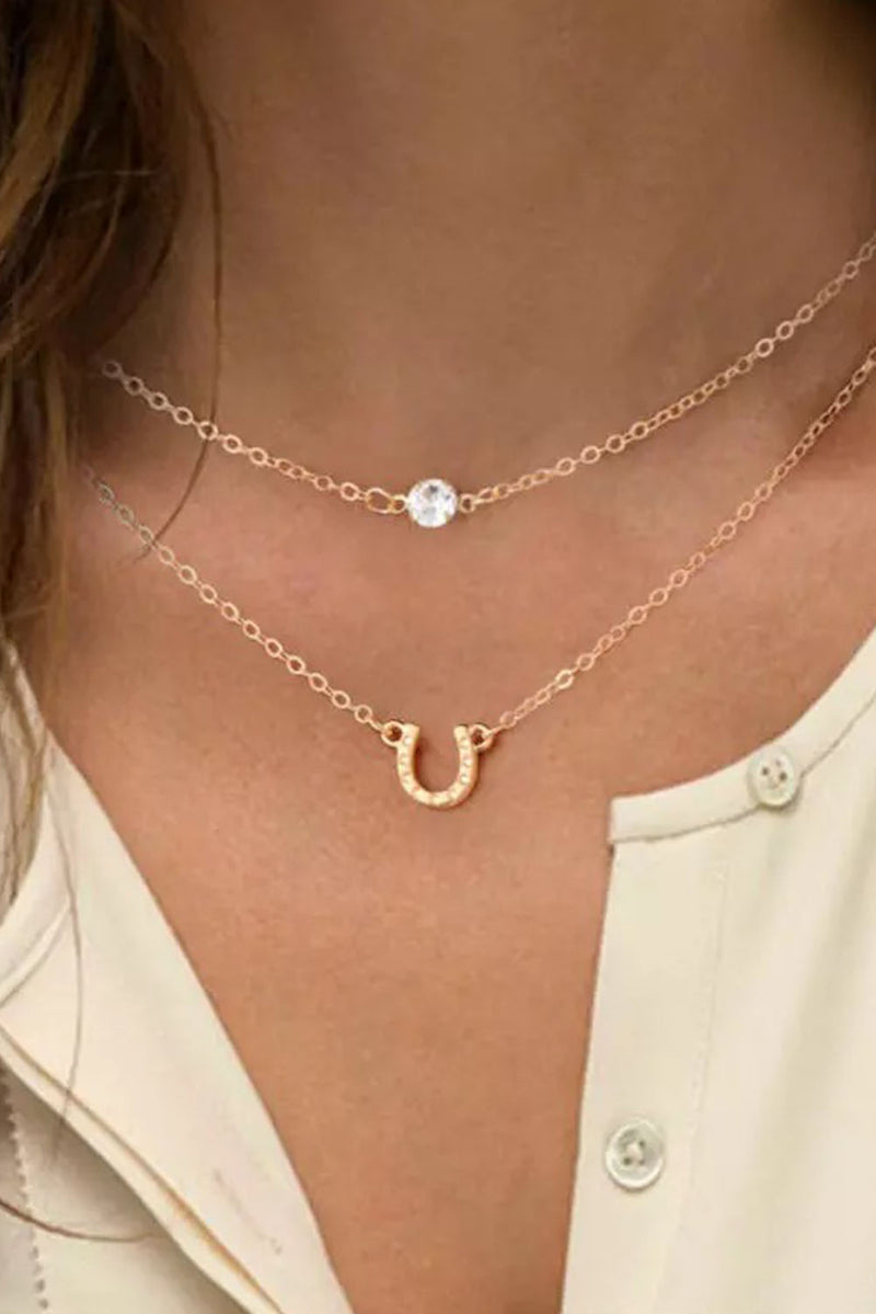 Gold Horseshoe Layered Chopped Necklace - Shopit4lessnow