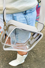 White Clear PVC Leather Strap Crossbody Bag - Shopit4lessnow