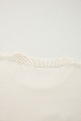 Apricot Boo Knitted Pattern Ribbed Edge Drop Shoulder Sweater