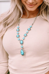 Green Crackle Turquoise Water Drop Accent Necklace - Shopit4lessnow