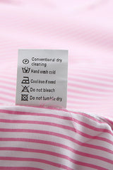 Pink Smocked Cuffed Striped Boyfriend Shirt with Pocket - Shopit4lessnow