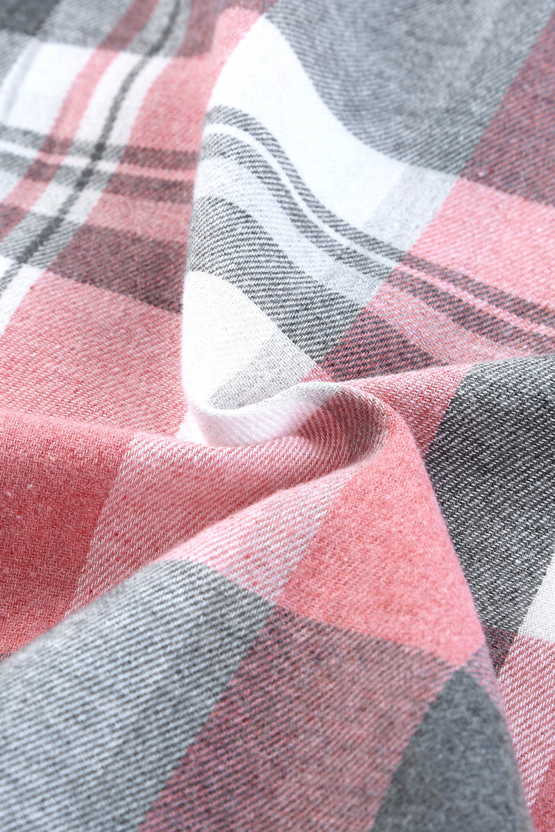 Pink Plaid Button Up Patch Pocket Shirt - Shopit4lessnow