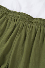 Green Drawstring Elastic Waist Pockets Long Straight Legs Pants - Shopit4lessnow