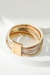 Beige BLESSED Rhinestone Braided Detail Buckle Bracelet - Shopit4lessnow