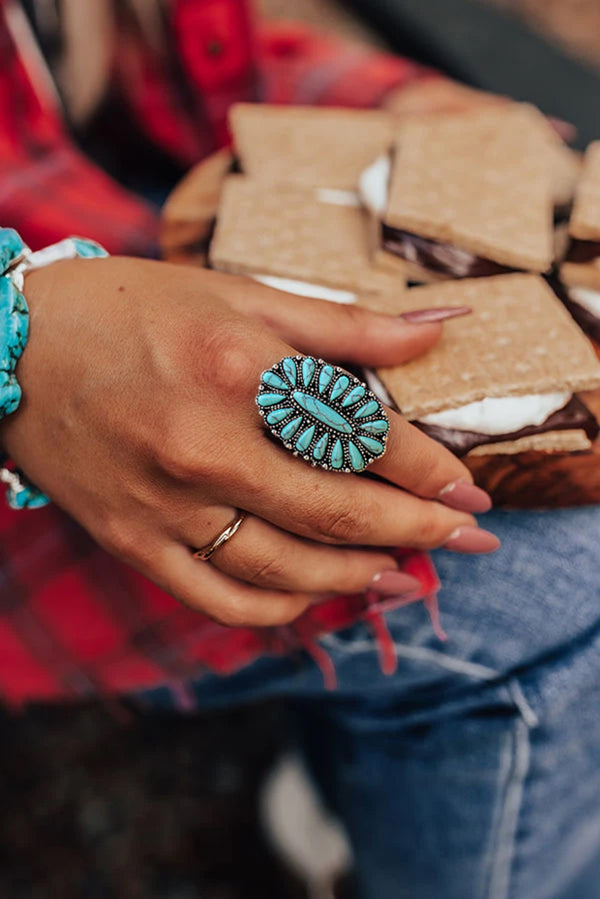 Green Vintage Oval Turquoise Ring - Shopit4lessnow