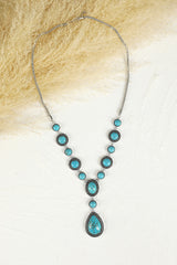 Green Crackle Turquoise Water Drop Accent Necklace - Shopit4lessnow