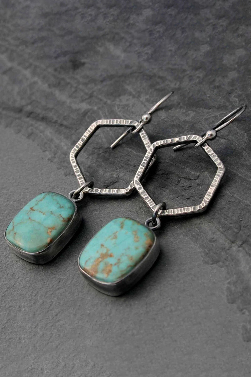 Green Vintage Turquoise Geometric Drop Earrings - Shopit4lessnow