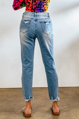 Light Blue Distressed Boyfriend Denim Pants - Shopit4lessnow