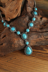 Green Crackle Turquoise Water Drop Accent Necklace - Shopit4lessnow