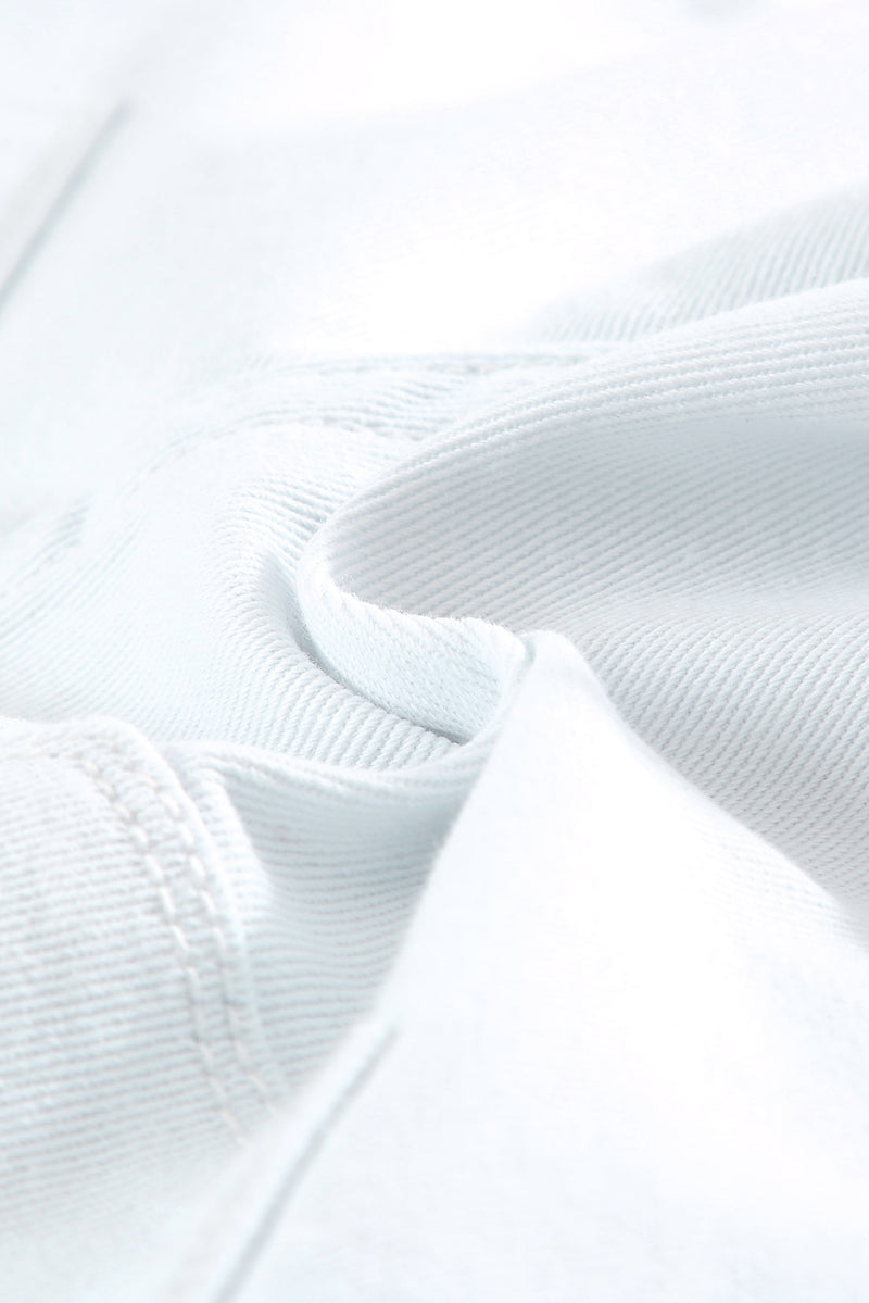 White Distressed Frayed Denim Shorts - Shopit4lessnow