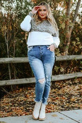 Blue Plus Size High Rise Buttons Skinny Jeans