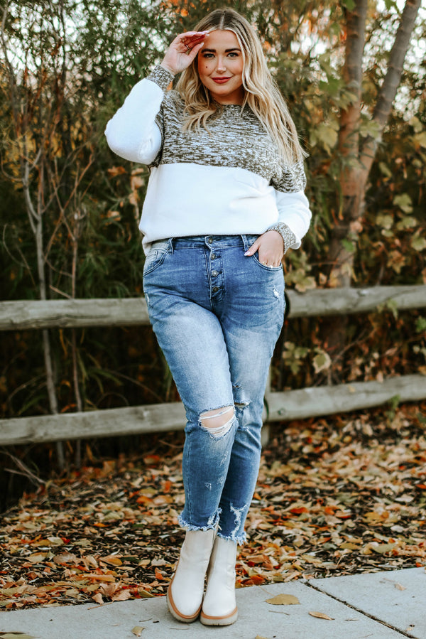 Blue Plus Size High Rise Buttons Skinny Jeans