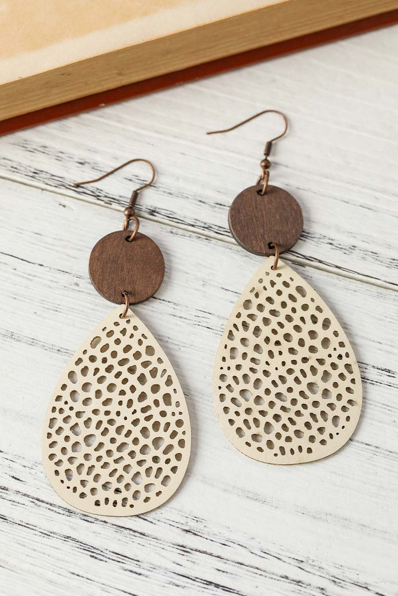 Apricot Colorblock Cut-Out Water Drop Hook Earrings - Shopit4lessnow