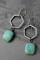 Green Vintage Turquoise Geometric Drop Earrings - Shopit4lessnow