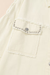 White Frayed Exposed Seam Denim Jacket