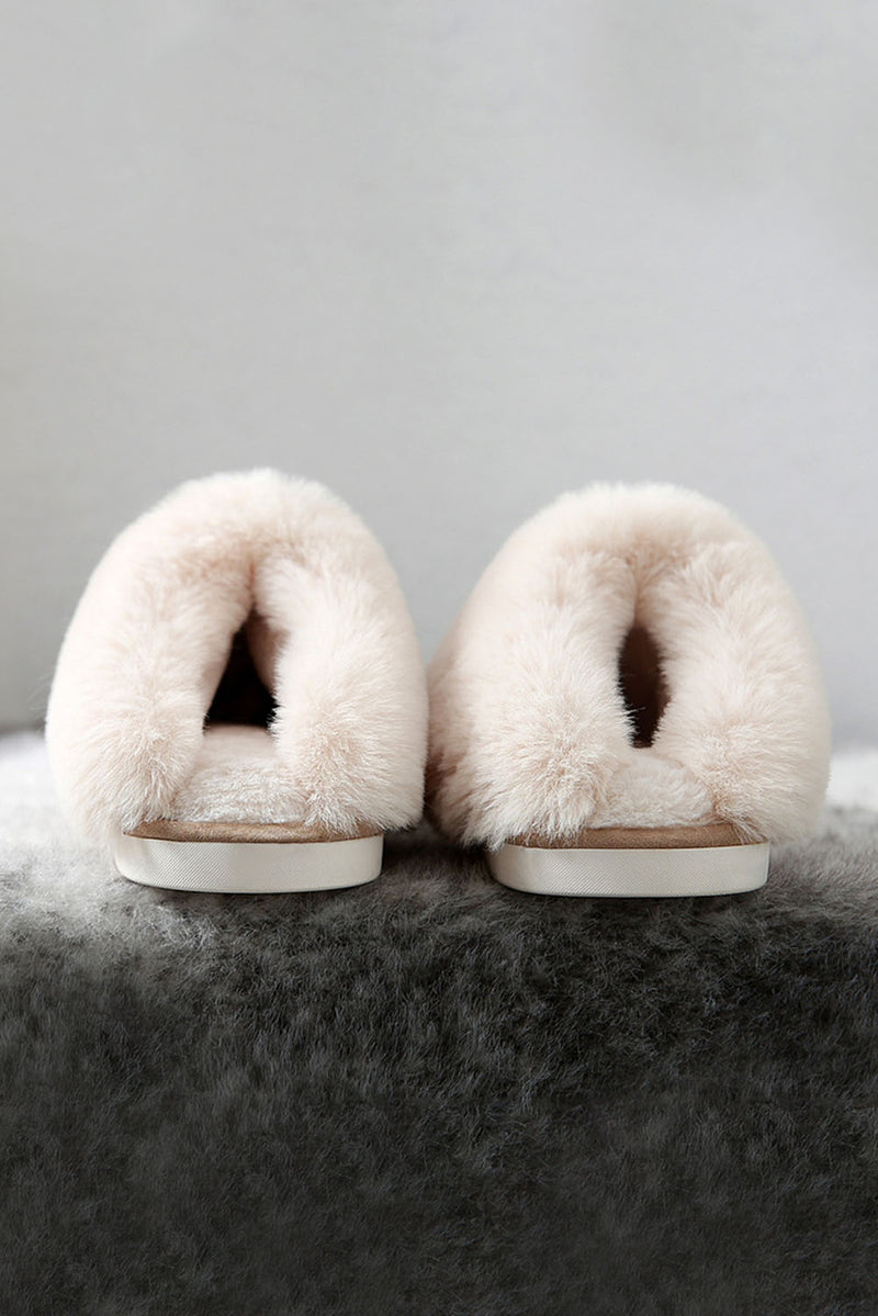 Khaki Cut and Sew Faux Suede Plush Lined Slippers - Shopit4lessnow