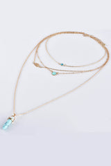 Gold Turquoise Gemstone Pendant Multi-Layered Necklace - Shopit4lessnow