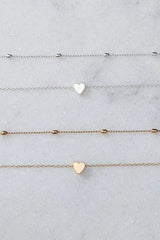 Silver Valentine Heart Shaped Layered Chain Necklace