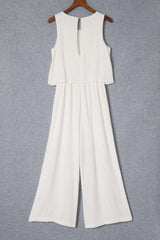 Apricot Sleeveless Ankle Length Wide Leg Jumpsuit