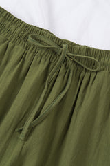 Green Drawstring Elastic Waist Pockets Long Straight Legs Pants - Shopit4lessnow