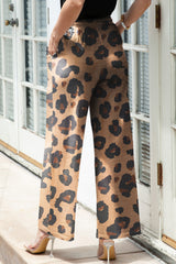 Leopard Drawstring Wide Leg Casual Pants - Shopit4lessnow