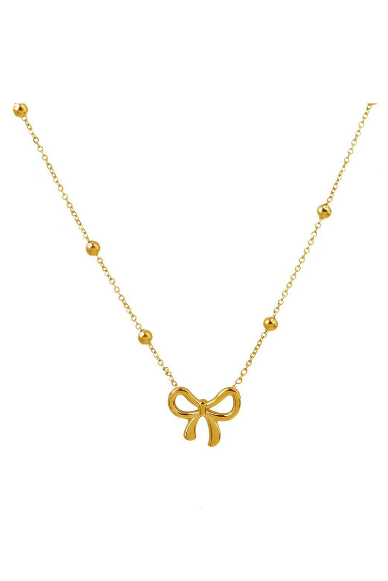 Gold Bowknot Pendant Plated Choker Necklace