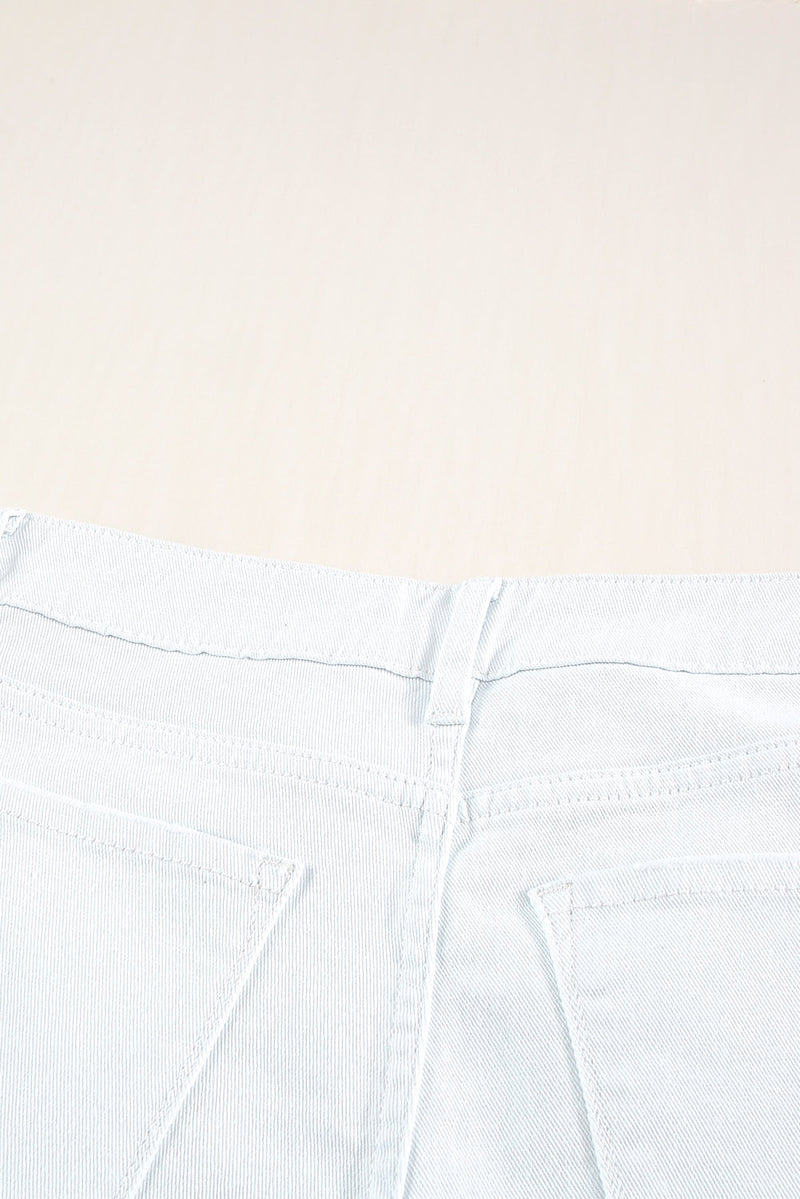 White Distressed Frayed Denim Shorts - Shopit4lessnow