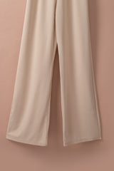 Apricot Bracelet Sleeve Waist Tie Wide Leg Jumpsuit - Shopit4lessnow