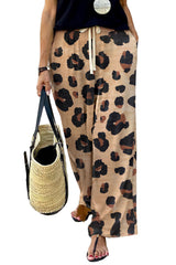 Leopard Drawstring Wide Leg Casual Pants - Shopit4lessnow