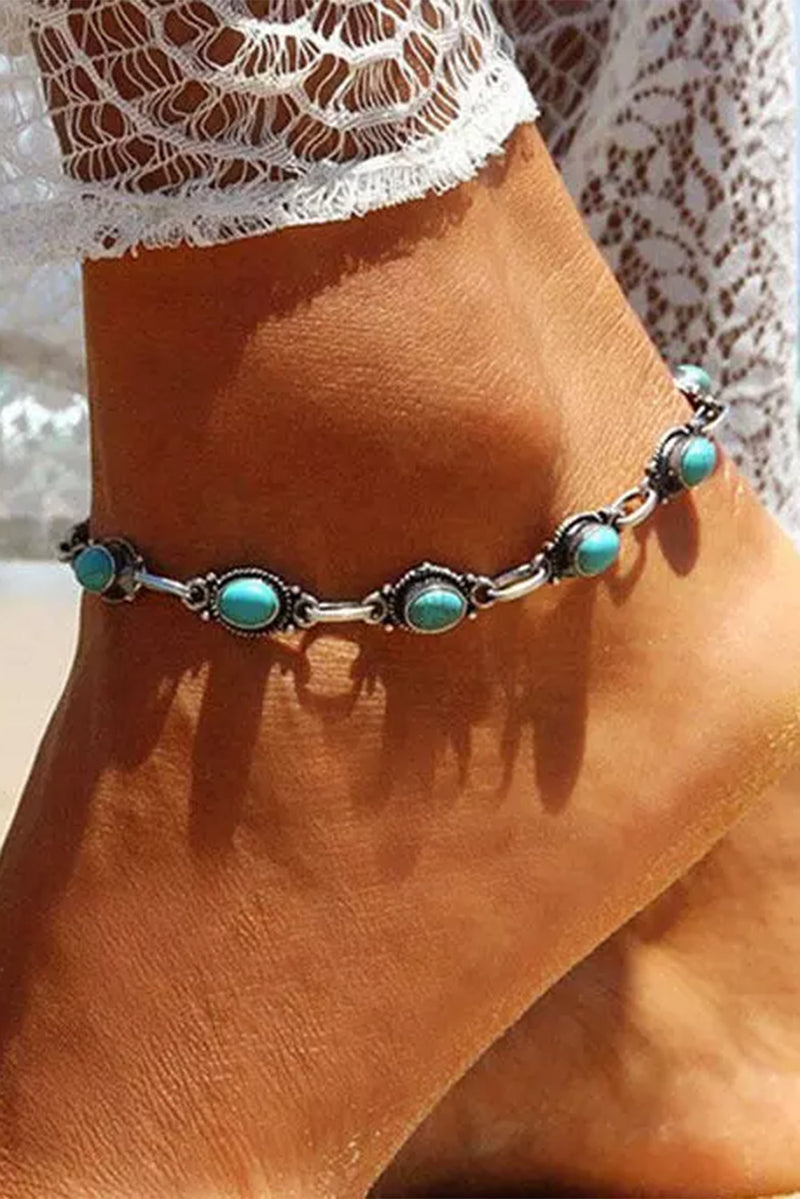 Silver Bohemian Turquoise Casual Anklet - Shopit4lessnow