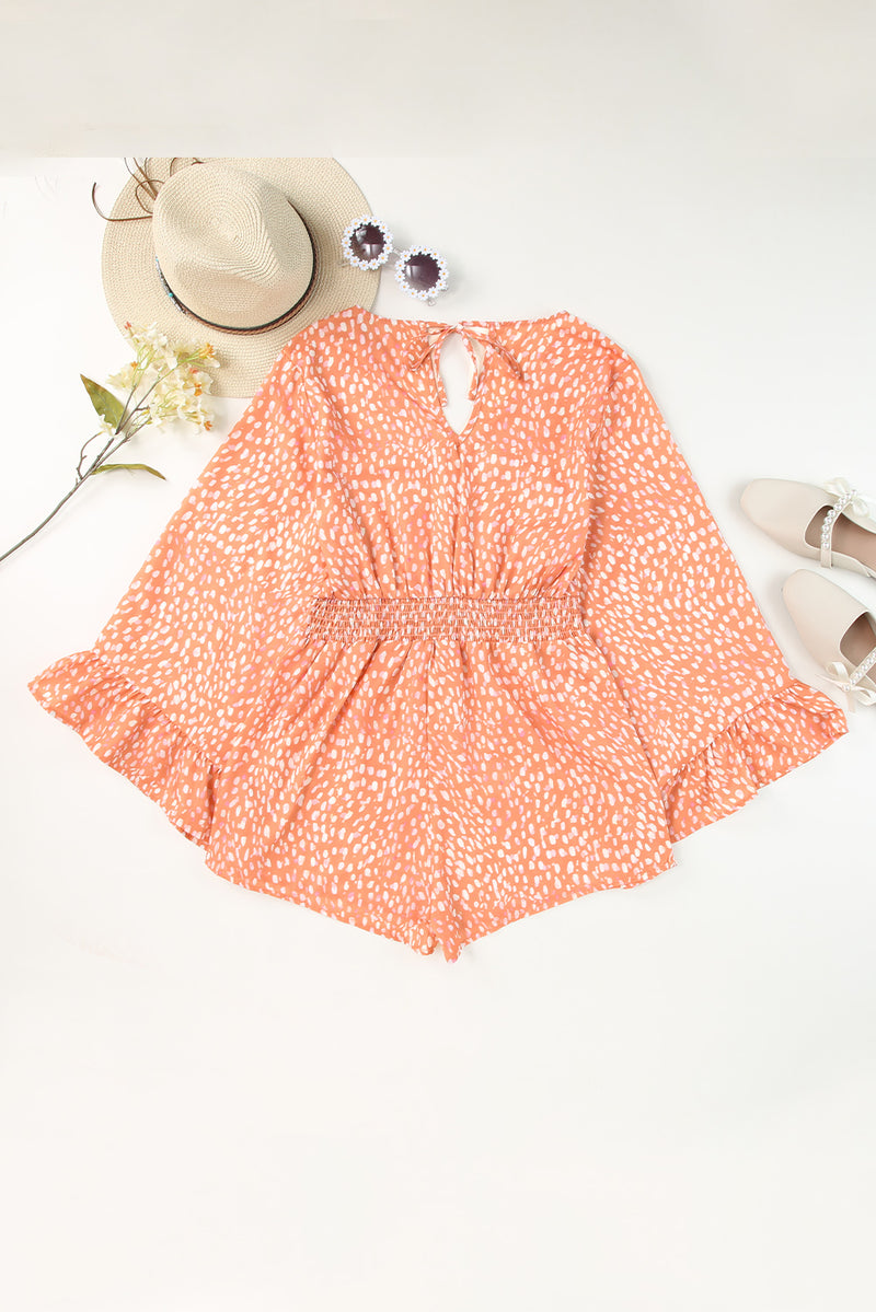 Orange Animal Spotted Print Romper - Shopit4lessnow