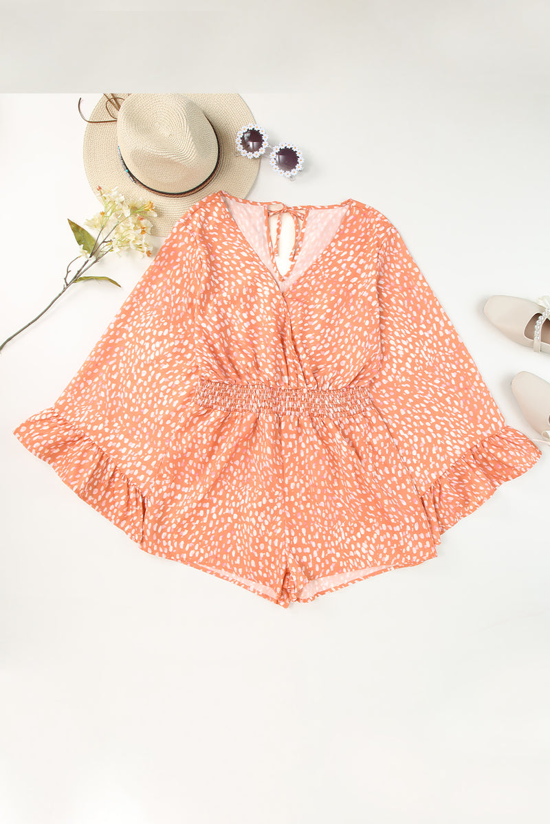 Orange Animal Spotted Print Romper - Shopit4lessnow