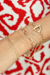 Gold Rhinestone Geometric 5-pcs Bracelet Set - Shopit4lessnow