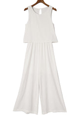 Apricot Sleeveless Ankle Length Wide Leg Jumpsuit - Shopit4lessnow