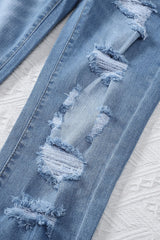 Light Blue Distressed Boyfriend Denim Pants - Shopit4lessnow