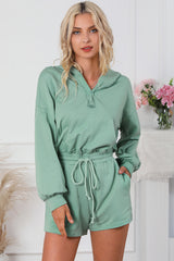 Blue French Terry Hoodie Romper - Shopit4lessnow