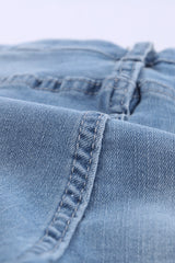 Light Blue Frayed Hem Denim Shorts - Shopit4lessnow