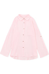 Pink Crinkle Texture Roll-tab Sleeve Shirt - Shopit4lessnow