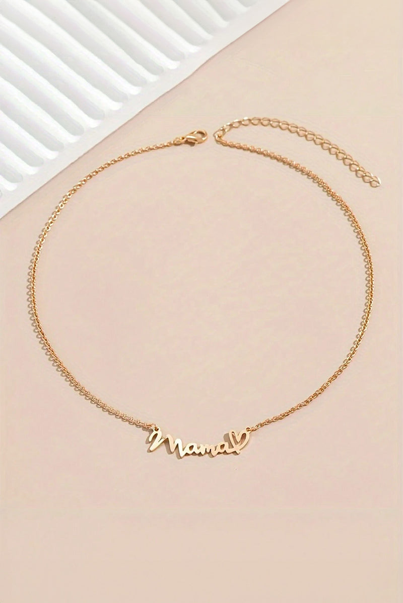 Gold mama Heart Pendant Chain Necklace