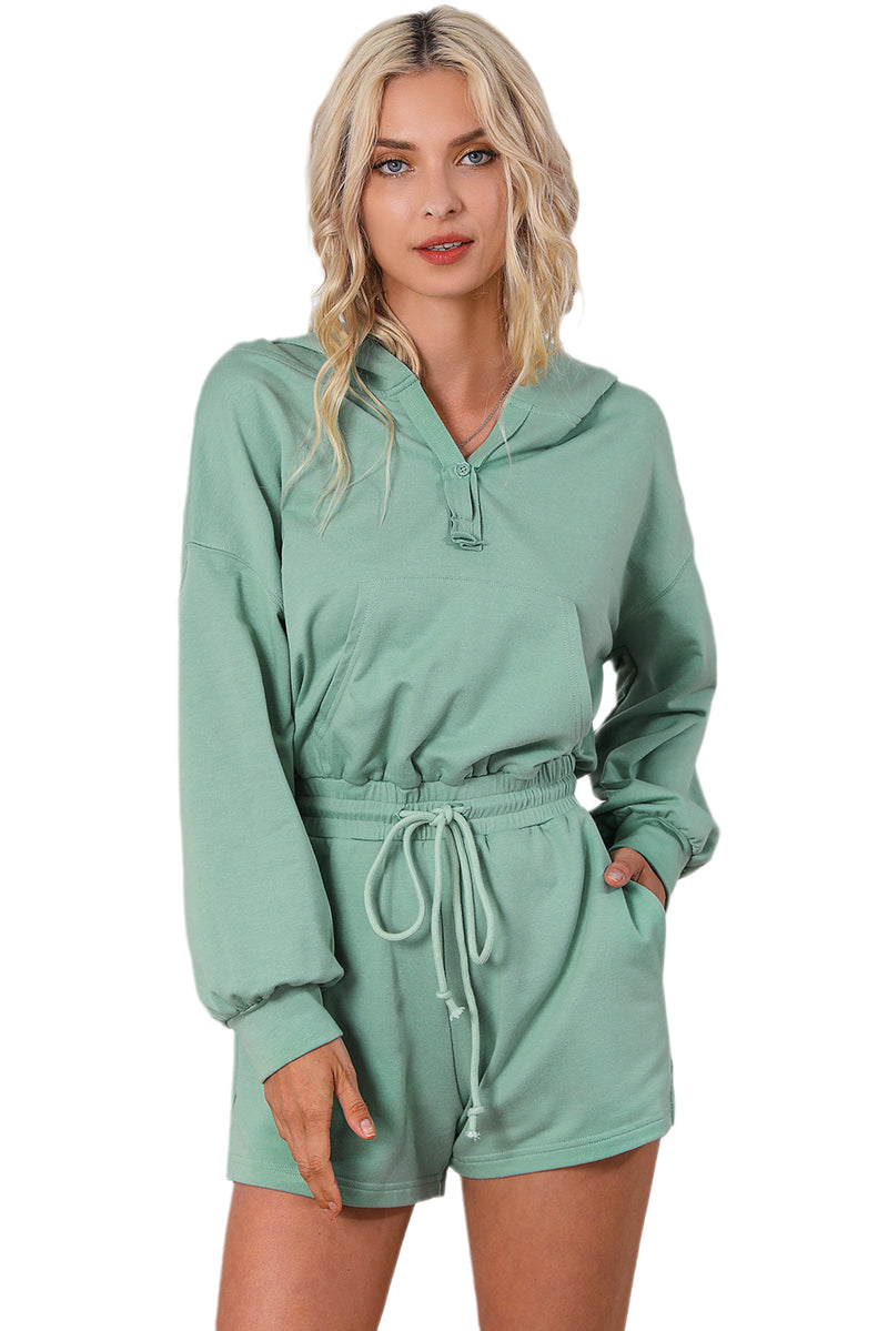 Blue French Terry Hoodie Romper - Shopit4lessnow