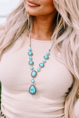 Green Crackle Turquoise Water Drop Accent Necklace - Shopit4lessnow