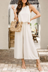 Apricot Sleeveless Ankle Length Wide Leg Jumpsuit - Shopit4lessnow