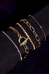 Gold Rhinestone Geometric 5-pcs Bracelet Set - Shopit4lessnow