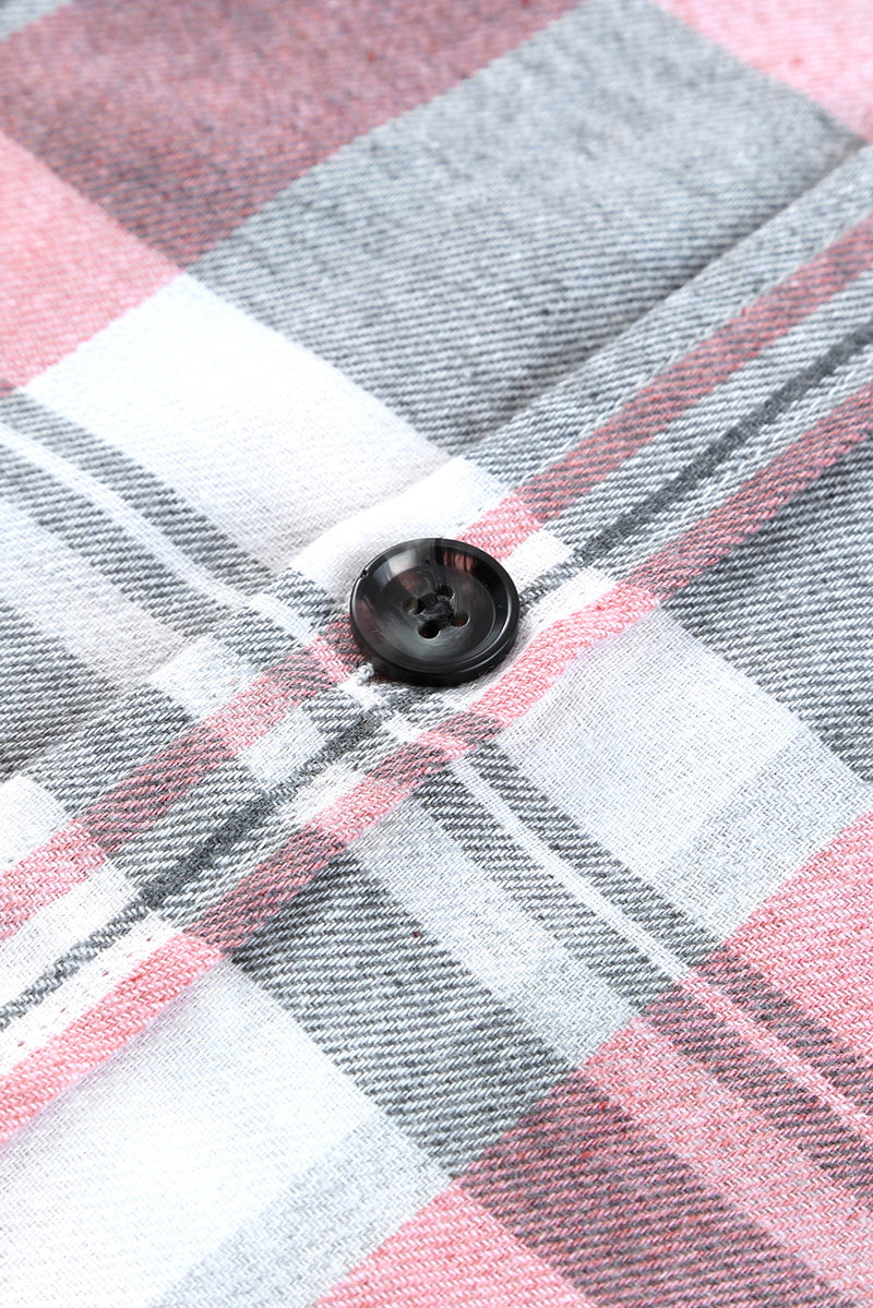 Pink Plaid Button Up Patch Pocket Shirt - Shopit4lessnow