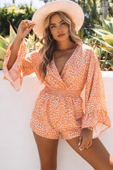 Orange Animal Spotted Print Romper - Shopit4lessnow