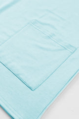 Light Blue Side Pockets Short Sleeve Tunic Top