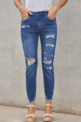 Light Blue Distressed Boyfriend Denim Pants - Shopit4lessnow