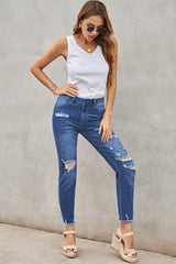 Light Blue Distressed Boyfriend Denim Pants - Shopit4lessnow